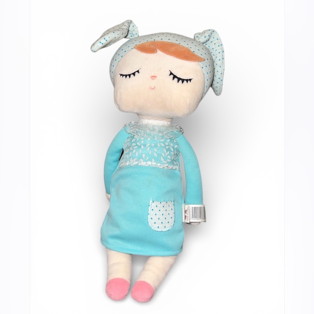 Me Too 14” ANGELA Plush Toy Bunny Doll in Blue Dress